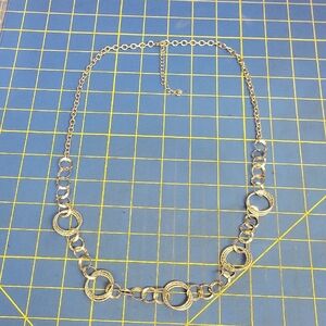 C 1946 Bogoff Vintage Silver Tone Round Circle Chain 30" + 3.5" Ext Necklace